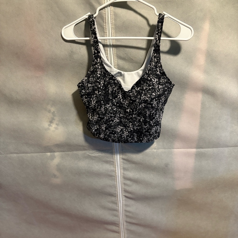 Lululemon Athletica Black and White Floral Align Tank Top